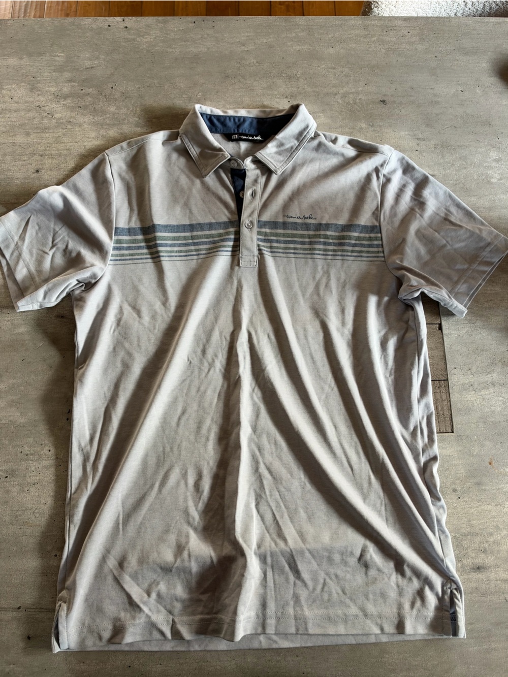 Travis Matthew Grey Striped Polo Shirt